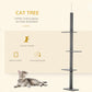 Gray cat climbing tower with vertical sisal post and multiple platforms for active cats