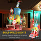 Inflatable Santa gift car with built-in LED lights and penguin top figure