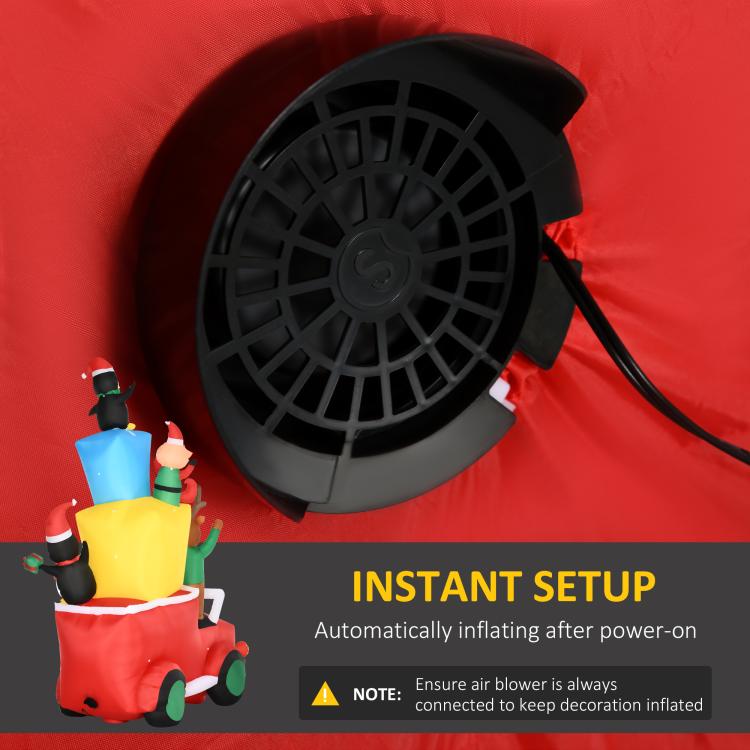 Inflatable Santa gift car blower fan and black air tube attachment for inflation