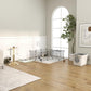White covered cat litter box with round front entrance and enclosed top