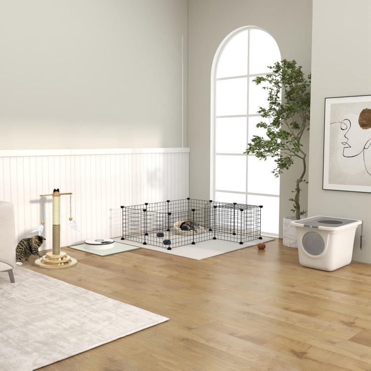 White covered cat litter box with round front entrance and enclosed top