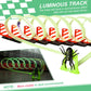 Glowing luminous track with pull-back car and black-and-green spider play figure