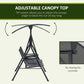 2 Person Porch Swing with Canopy, Storage Table, Cup Holder, Gray