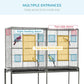 Bird cage door layout with multiple front and side entry points