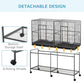 Rolling bird cage with detachable bottom storage shelf and 6 caster wheels