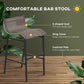Gray sling bar stool with S-shaped seat and footrest pole