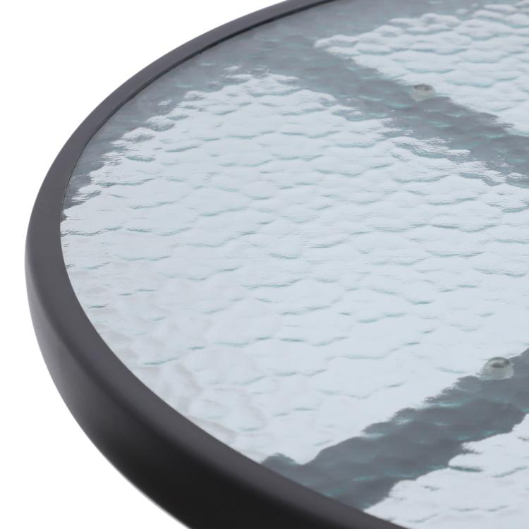 Round tempered glass table top with dark rim