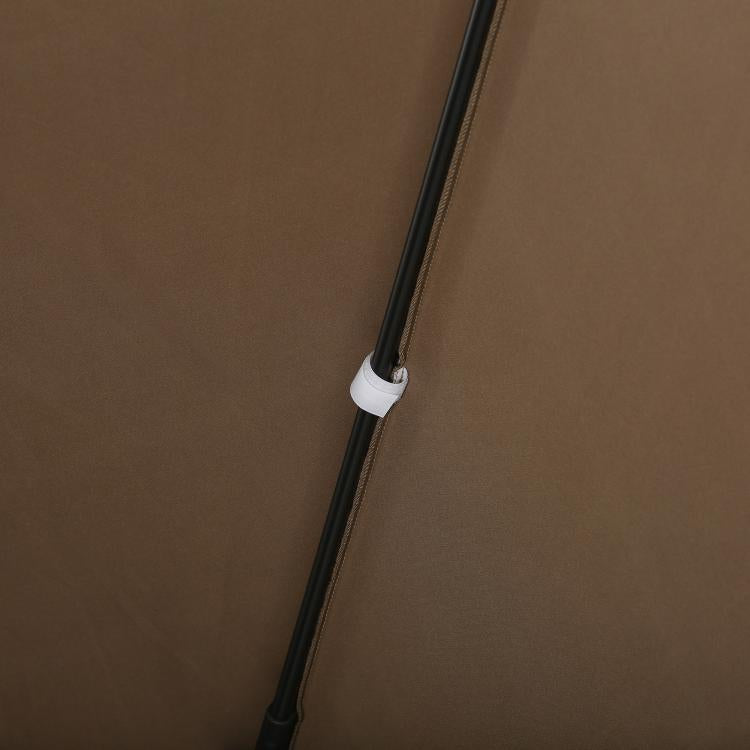 Coffee cantilever patio umbrella pole with fabric strap detail