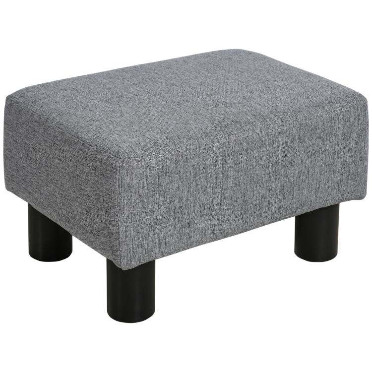 Gray cube ottoman foot rest with four black plastic legs