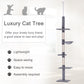 Gray cat tree tower with stacked platforms, hammock, and scratching posts