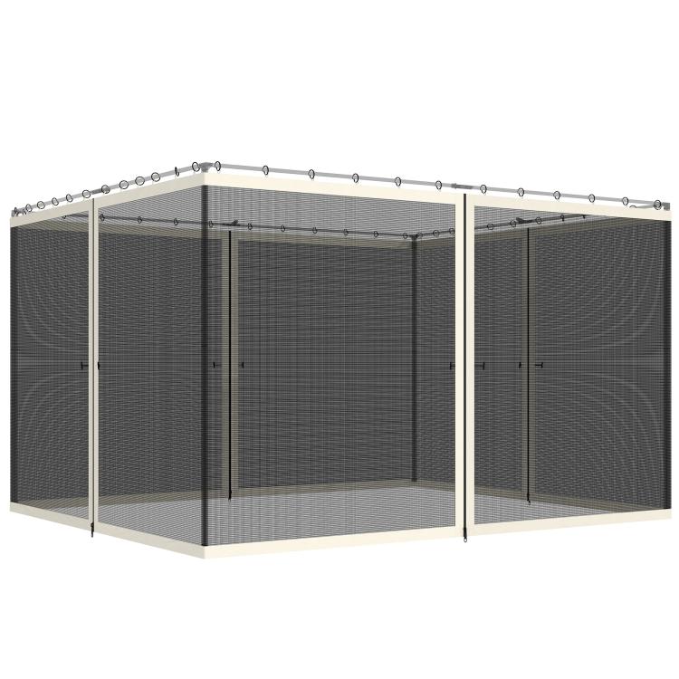 Gazebo mesh sidewall netting with cream trim and two zippered front openings