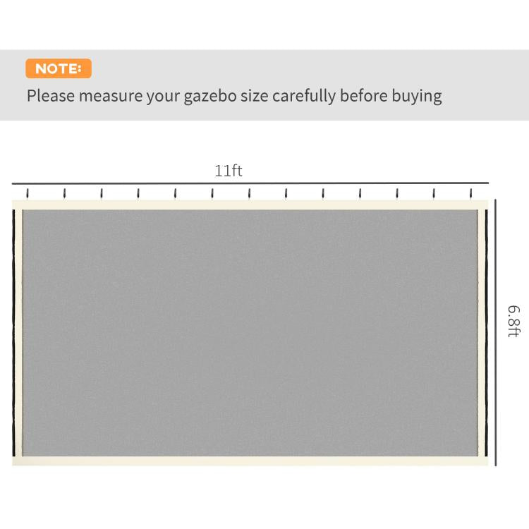 Cream mesh sidewall netting panel, 11 ft wide and 4.9 ft high