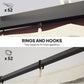 Top rail of cream gazebo mesh sidewall netting with rings and hooks