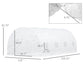 White tunnel greenhouse kit outline with arched cover and front door opening
