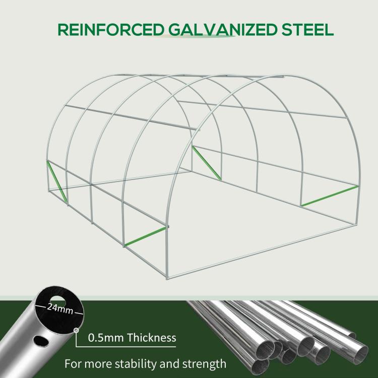 Galvanized steel tube frame for tunnel greenhouse with curved support beams