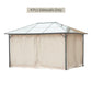 Beige gazebo sidewall panels covering the sides of a metal frame shelter