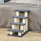 Four-step cat tower with dark platforms and cream sisal-wrapped posts