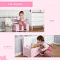 Pink 2-in-1 toy storage bench showing open storage box with lid