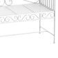 Cream white metal bench seat edge with scroll trim and support legs