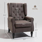 Wingback accent chair with tufted back, rolled arms, and dark fabric upholstery