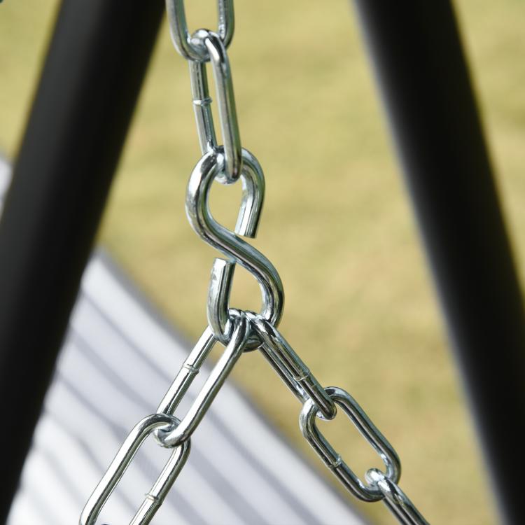 Hanging porch swing chain links and metal hooks
