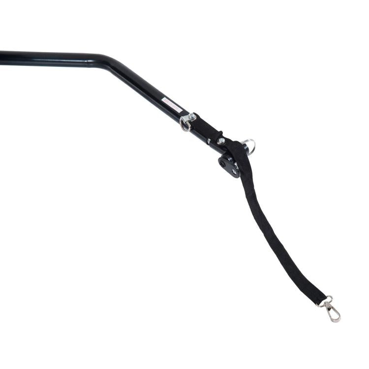 Two-wheel bike trailer hitch strap with metal hook