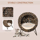Woven elevated cat bed with metal wire style basket frame and tripod base