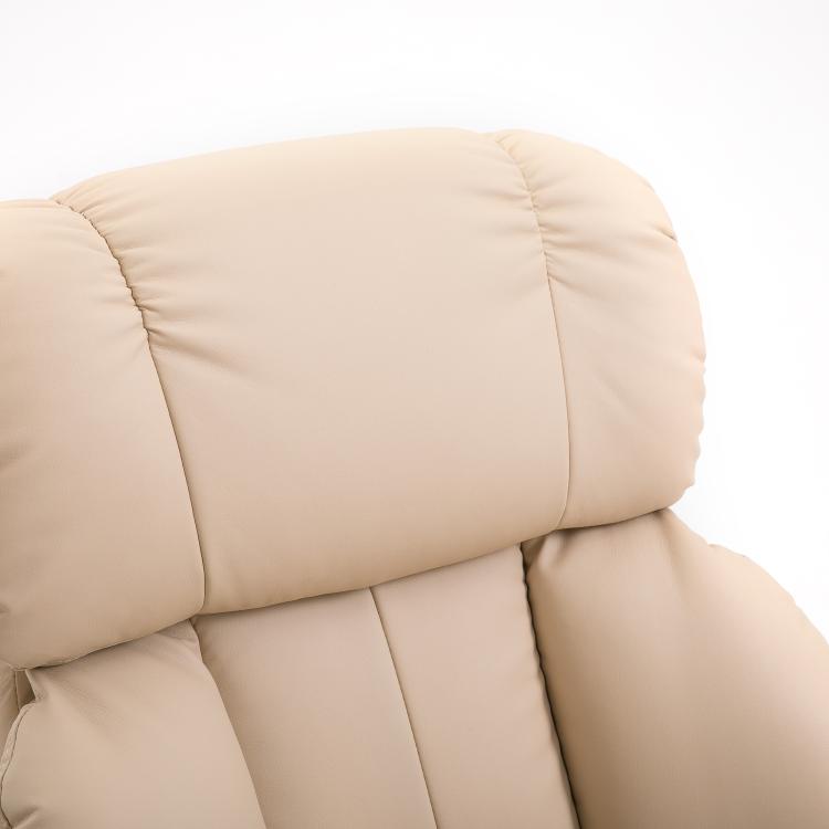 Beige faux leather recliner backrest and armrest with stitching details