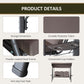 Detail view: dark steel frame with powder-coated finish, cup holders, and anti-slip foot pads