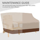 Natural wood Adirondack bench with protective cover fitted over seat and back.