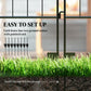 Black metal fence legs with pointed ground stakes for quick setup