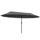Extra-large dark gray patio umbrella with open canopy and central pole