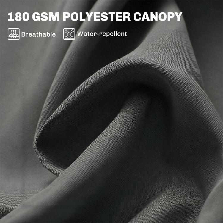 Close-up of dark gray polyester umbrella canopy fabric texture