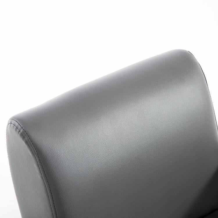 Kids rocking chair armrest and curved back in grey PU leather upholstery