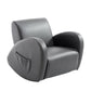Grey kids rocking armchair with side pocket, padded seat and armrests