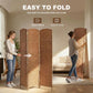 Foldable 3-panel wicker room divider showing hinged design and compact setup