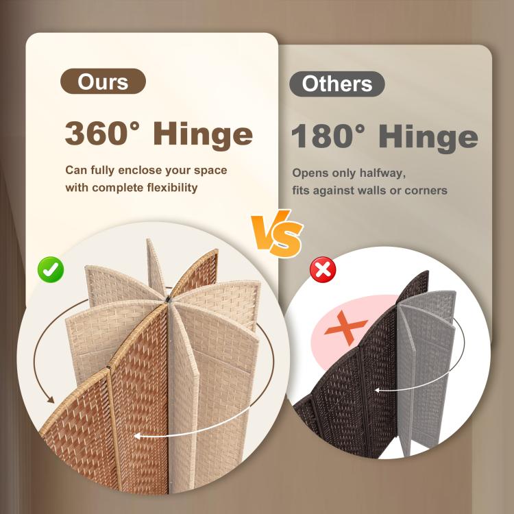 3-panel wicker room divider with flexible hinge area for wider, fuller coverage
