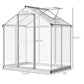 Walk-in polycarbonate greenhouse with double doors and roof vent, aluminum frame