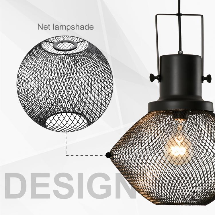 Industrial Pendant Light Fixtures with Adjustable Hanging Chain, Black