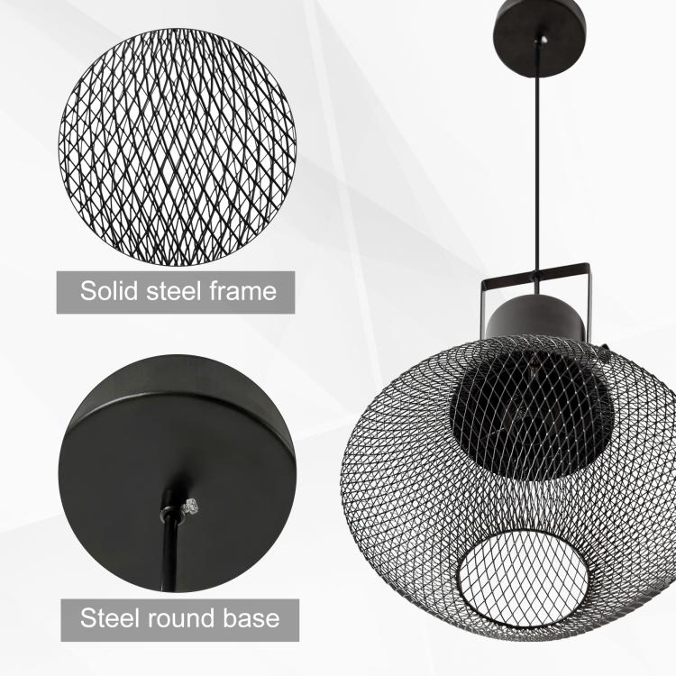 Industrial Pendant Light Fixtures with Adjustable Hanging Chain, Black