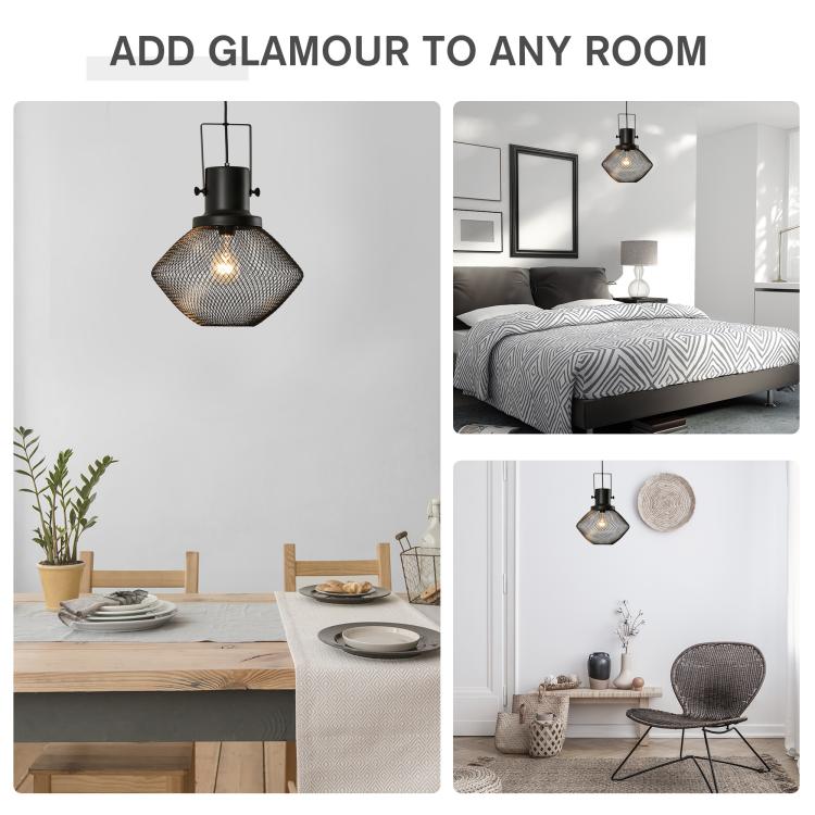 Industrial Pendant Light Fixtures with Adjustable Hanging Chain, Black