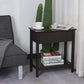 Dark coffee narrow side table with cabinet top and bottom shelf