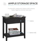 Dark coffee end table featuring cabinet storage and bottom shelf