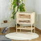 Natural wooden 3-tier small animal hutch with open front panel and side mesh roof