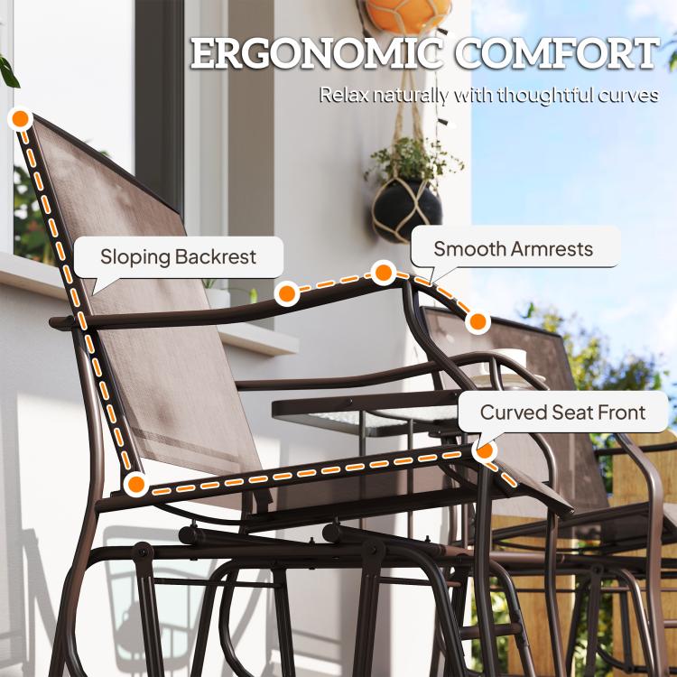 Ergonomic rocking chair with sloping backrest, smooth armrests, and contoured seat front