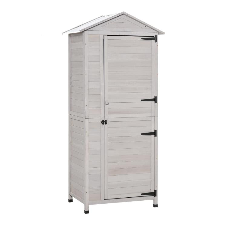 White 4-tier garden storage shed cabinet with double doors