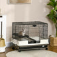 2-tier rolling small animal cage with front access door, black wire frame, beige base