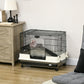 2-tier rolling small animal cage on casters with black wire enclosure and beige base