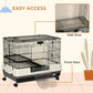 2-tier rolling small animal cage with front and side door openings on caster wheels