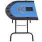 Foldable blackjack/poker table with blue felt, molded cup holders, and folding legs